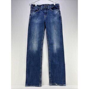 Silver Jeans Men 32 X 34 Grayson Blue Straight Leg Stretch Denim *stain*